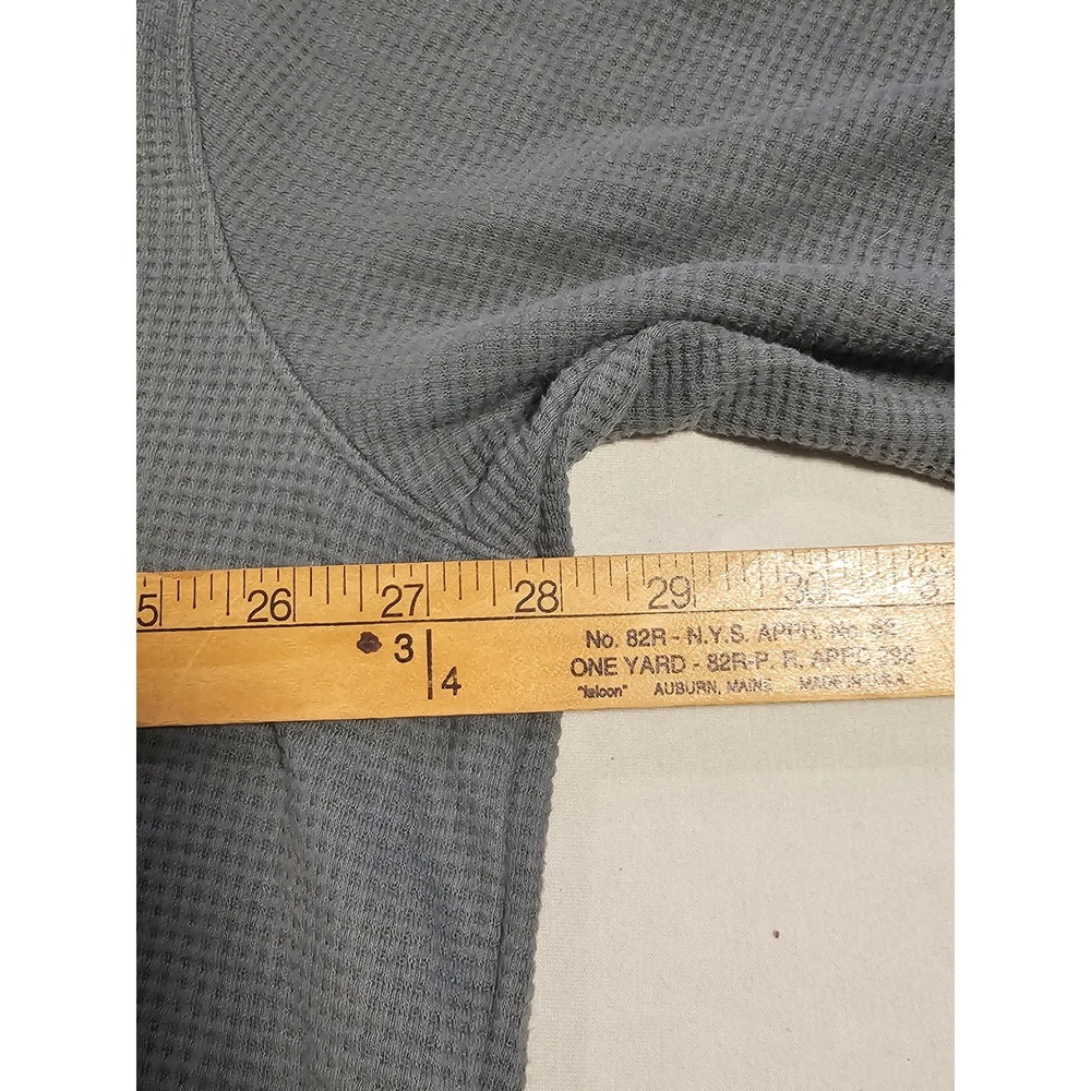 Magellan Size L Blue Gray Waffle Knit Boyfriend Fit Button Up Shirt - Picture 5 of 6